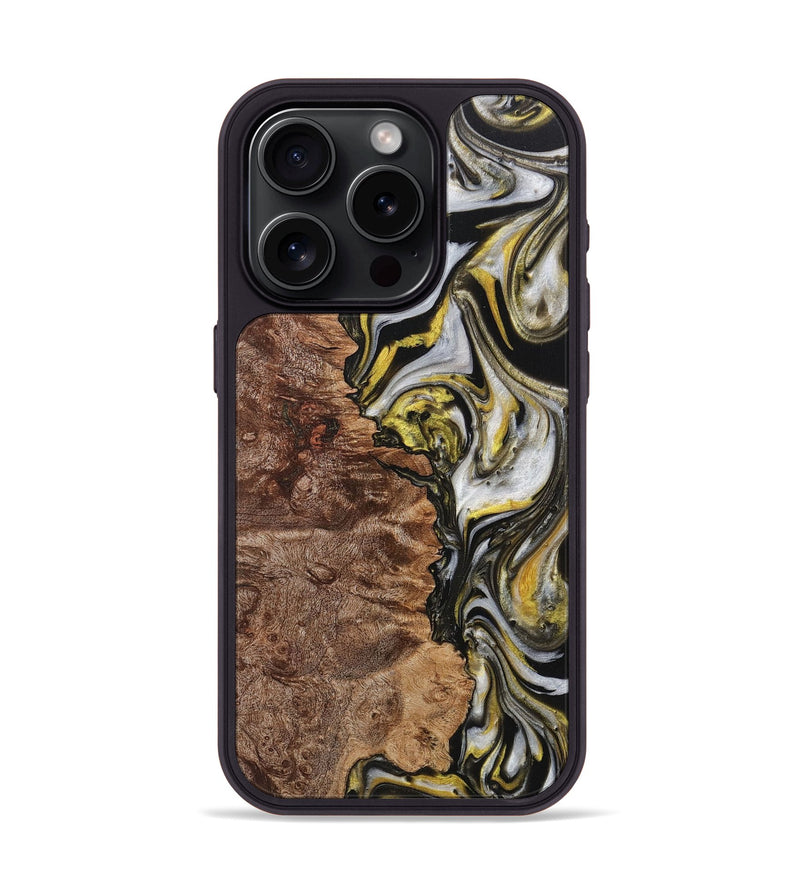 iPhone 15 Pro Wood+Resin Phone Case - Nia (Black & White, 708977)