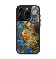 iPhone 15 Pro Wood+Resin Phone Case - Juanita (Teal & Gold, 708999)