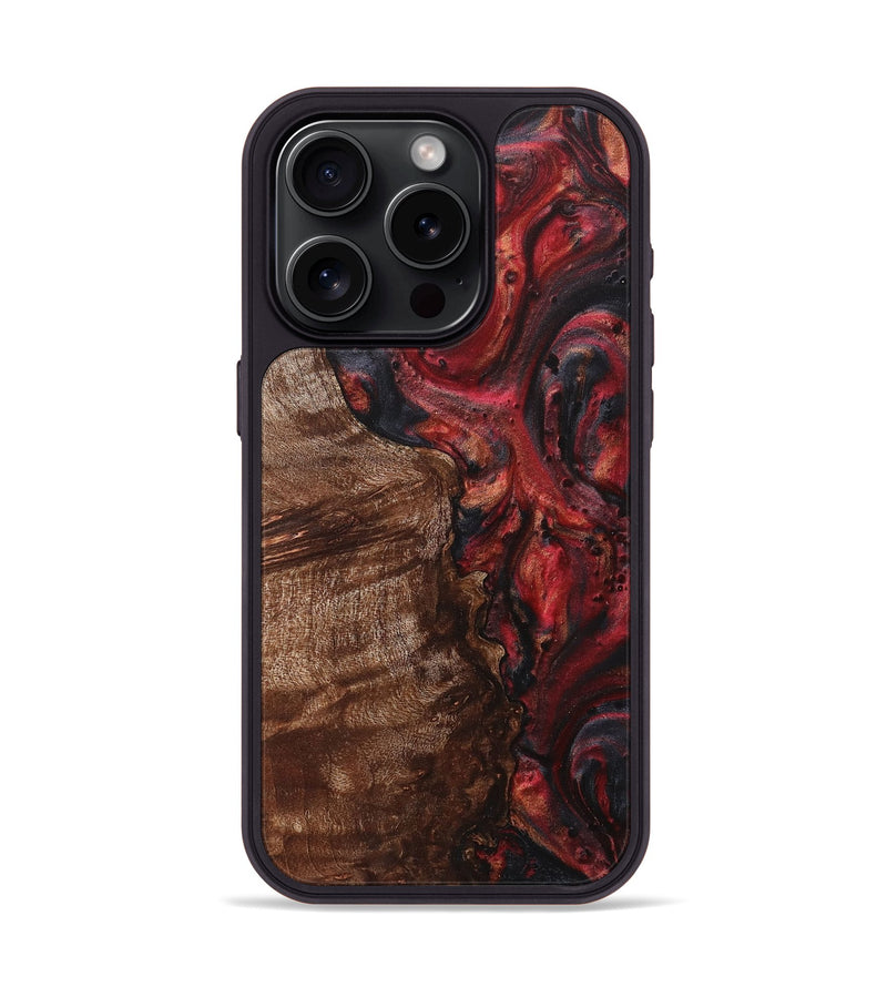 iPhone 15 Pro Wood+Resin Phone Case - Martha (Red, 709003)