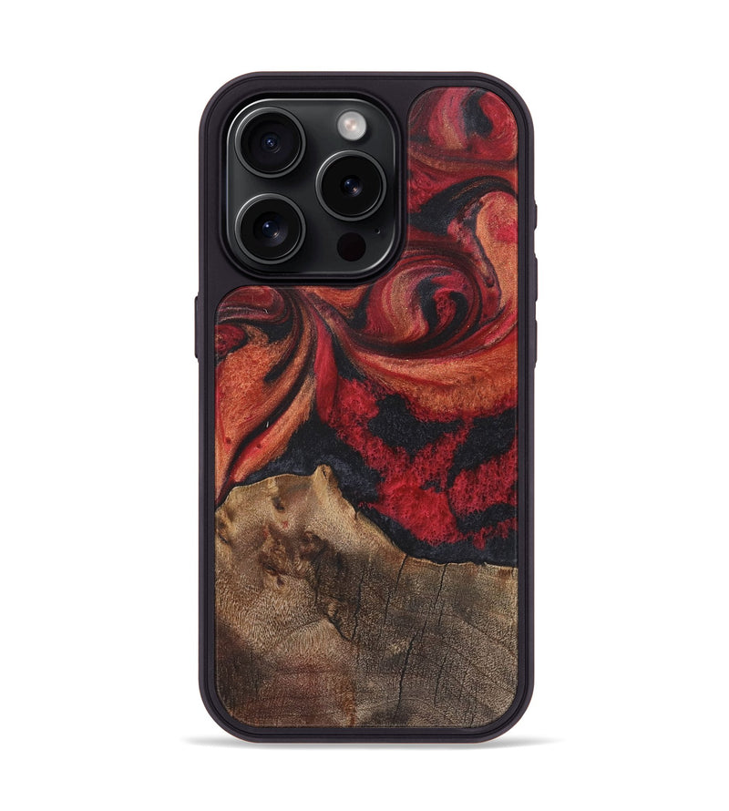 iPhone 15 Pro Wood+Resin Phone Case - Rick (Red, 709006)