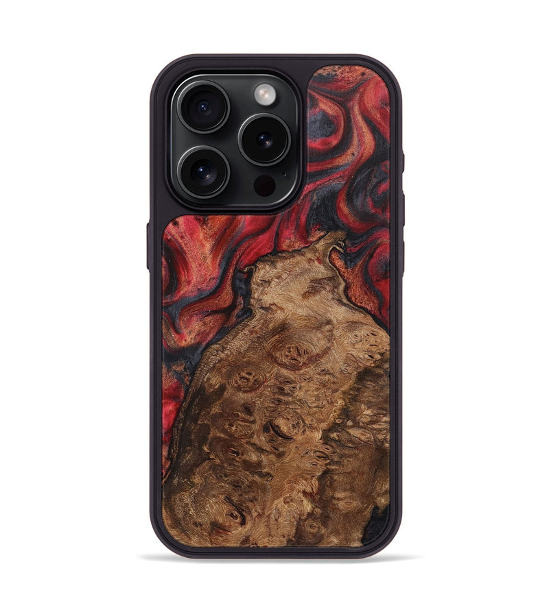 iPhone 15 Pro Wood+Resin Phone Case - Deandre (Red, 709010)