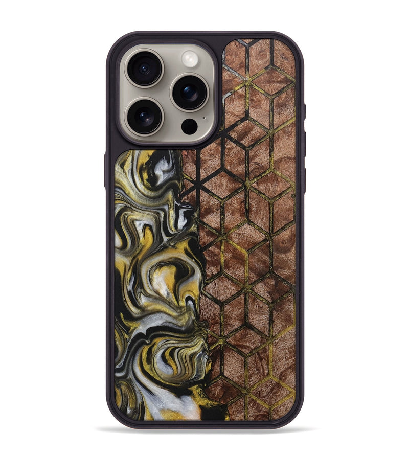 iPhone 15 Pro Max Wood+Resin Phone Case - Ross (Pattern, 709020)