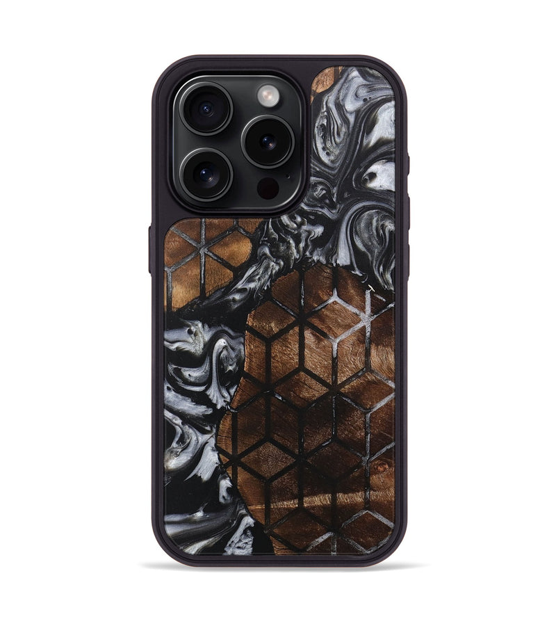 iPhone 15 Pro Wood+Resin Phone Case - Kennedy (Pattern, 709023)