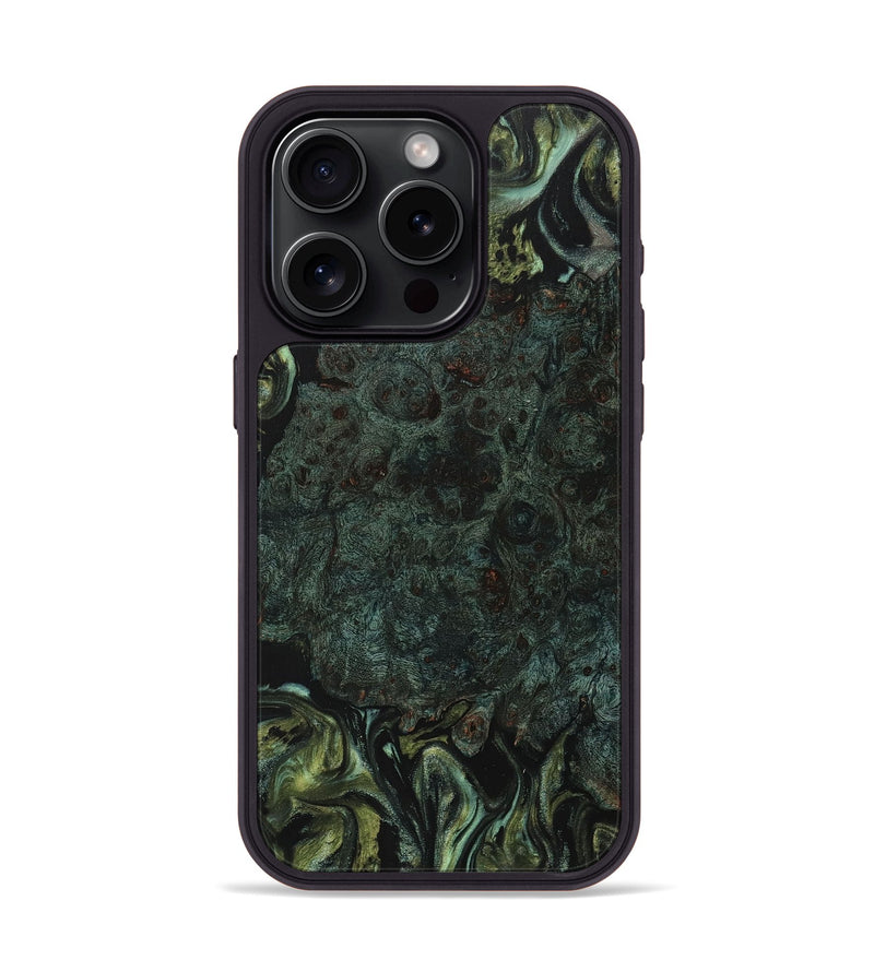 iPhone 15 Pro Wood+Resin Phone Case - Miranda (Green, 709230)