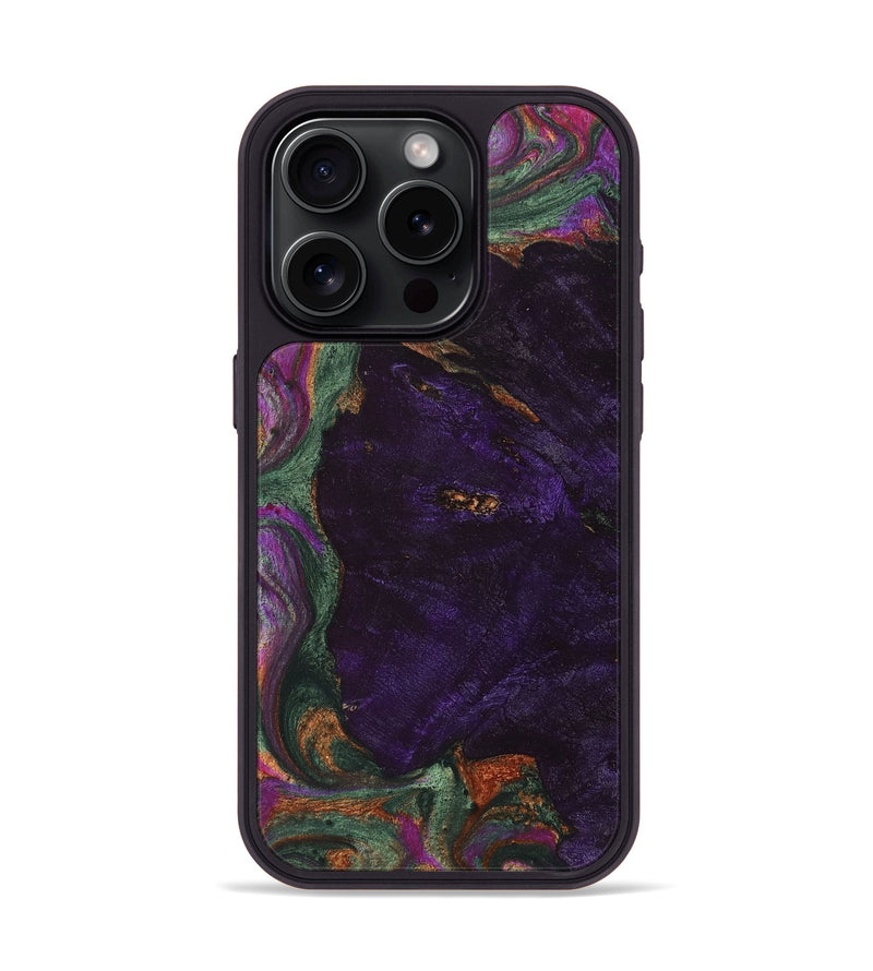 iPhone 15 Pro Wood+Resin Phone Case - Bridget (Green, 709232)