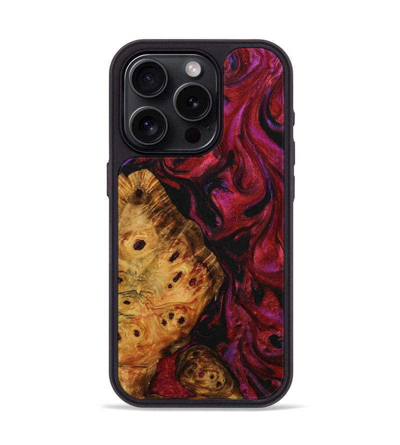 iPhone 15 Pro Wood+Resin Phone Case - Madelyn (Red, 709253)