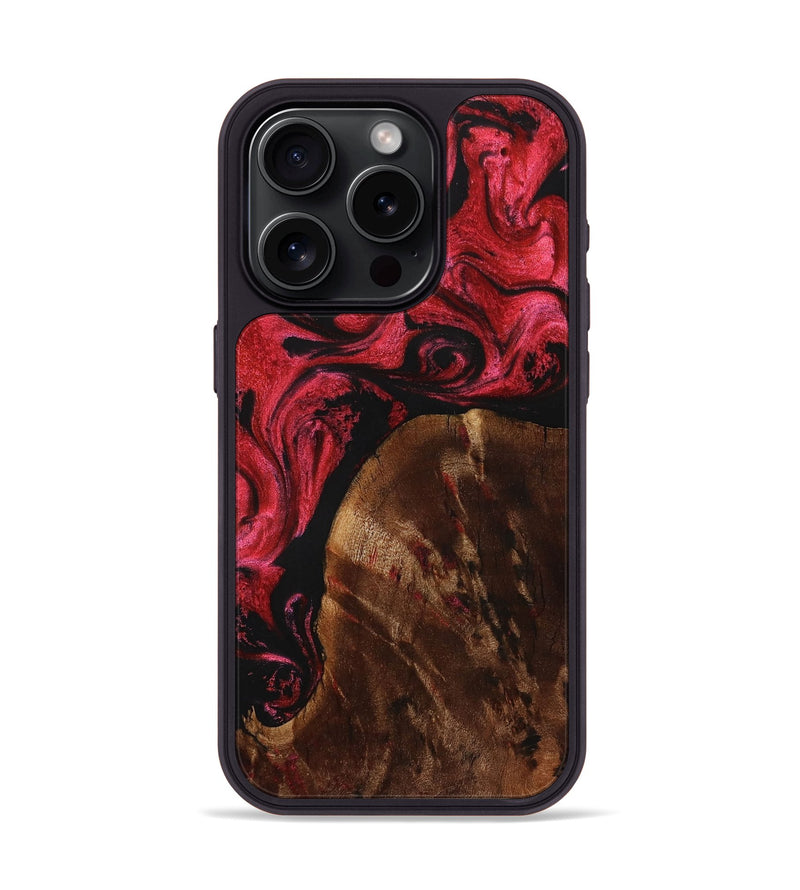 iPhone 15 Pro Wood+Resin Phone Case - Tevin (Red, 709255)