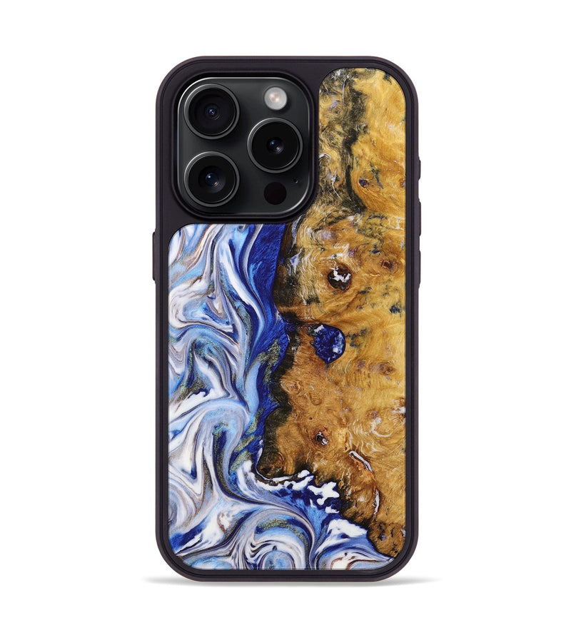 iPhone 15 Pro Wood+Resin Phone Case - Joni (Blue, 709347)