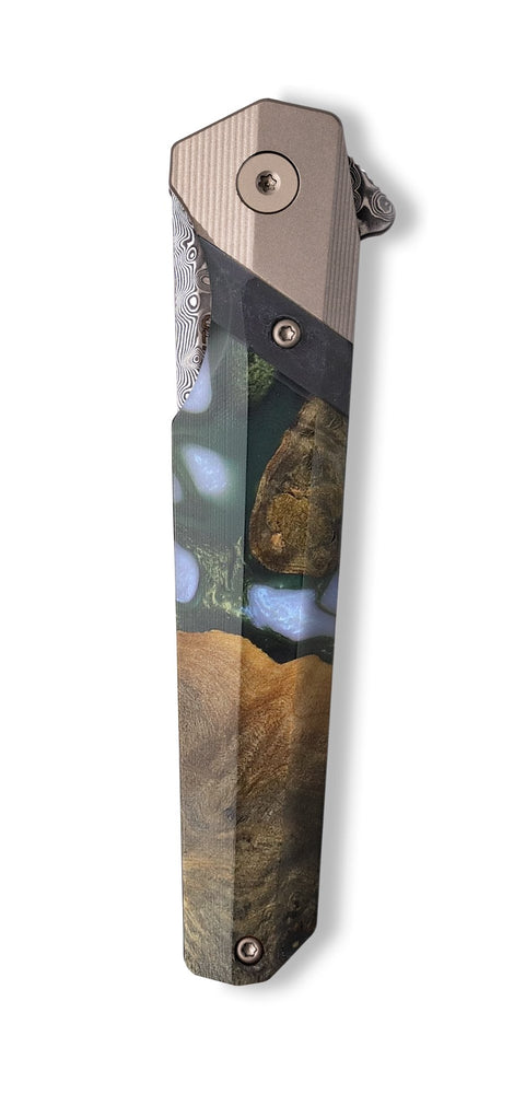 Live Edge Wood+Resin Pocket Knife - Malia (Green, 709383)