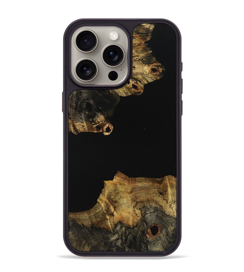 iPhone 15 Pro Max Wood+Resin Phone Case - Aisha (Pure Black, 709481)