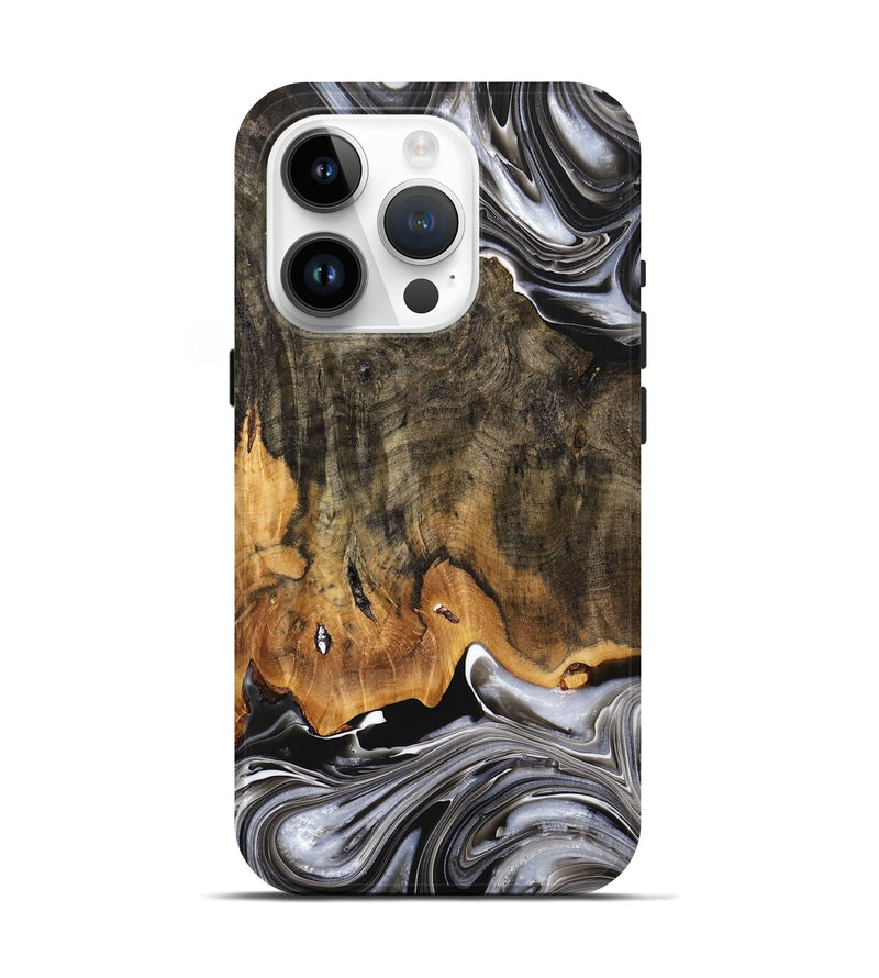 iPhone 15 Pro Wood+Resin Live Edge Phone Case - Melba (Black & White, 709558)