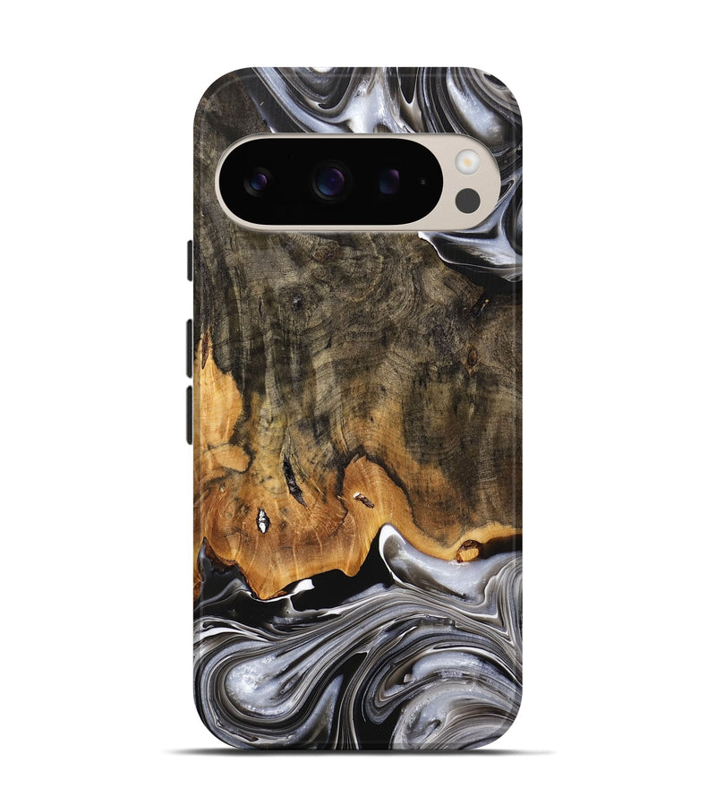 Pixel 9 Wood+Resin Live Edge Phone Case - Melba (Black & White, 709558)