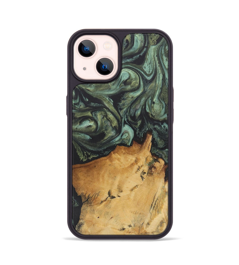 iPhone 14 Wood+Resin Phone Case - Dorothy (Green, 709631)