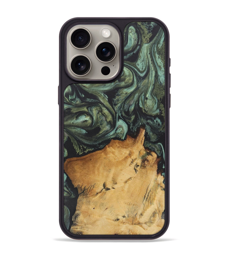 iPhone 15 Pro Max Wood+Resin Phone Case - Dorothy (Green, 709631)