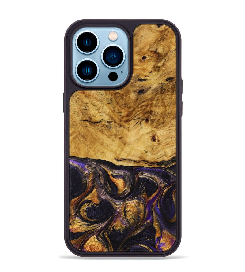 iPhone 14 Pro Max Wood+Resin Phone Case - Velma (Purple, 709658)