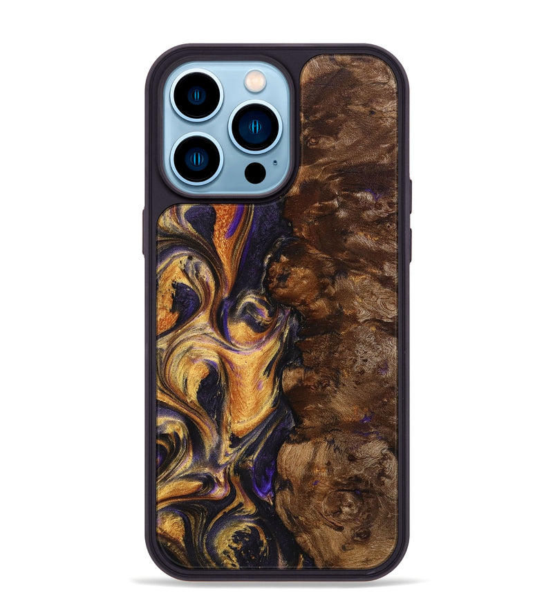 iPhone 14 Pro Max Wood+Resin Phone Case - Faith (Purple, 709666)