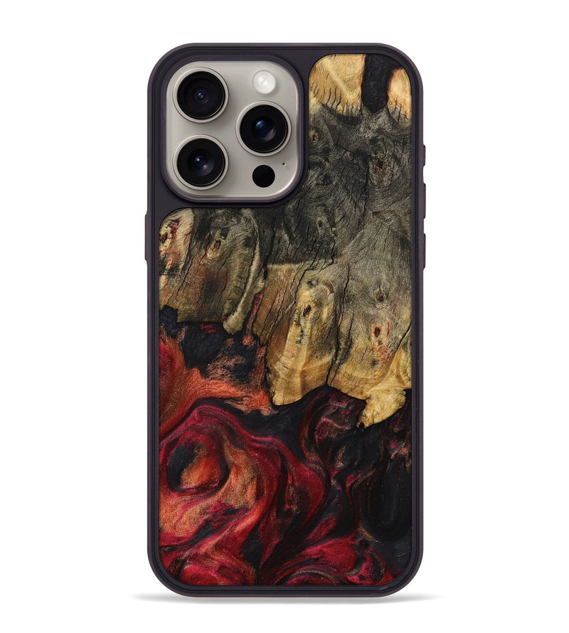 iPhone 15 Pro Max Wood+Resin Phone Case - Karissa (Red, 709748)