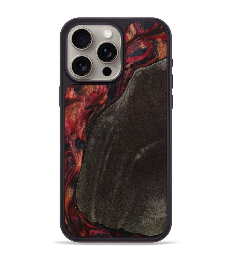 iPhone 15 Pro Max Wood+Resin Phone Case - Garrett (Red, 709761)