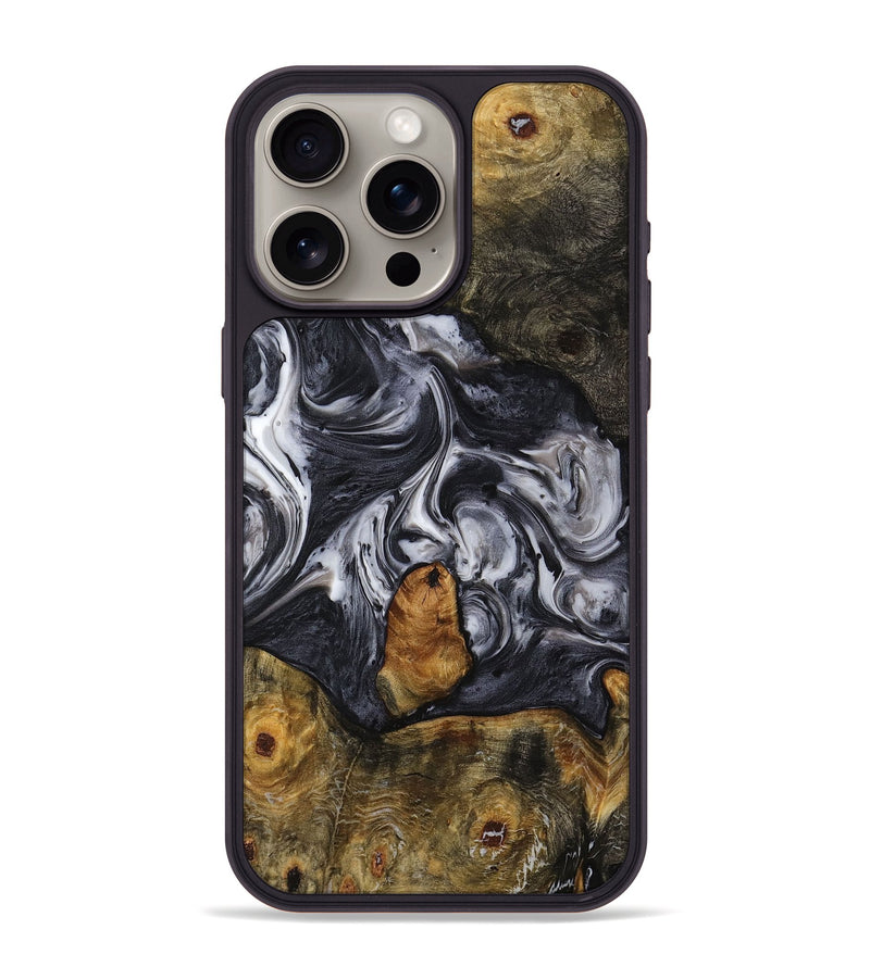 iPhone 15 Pro Max Wood+Resin Phone Case - Cooper (Black & White, 709784)