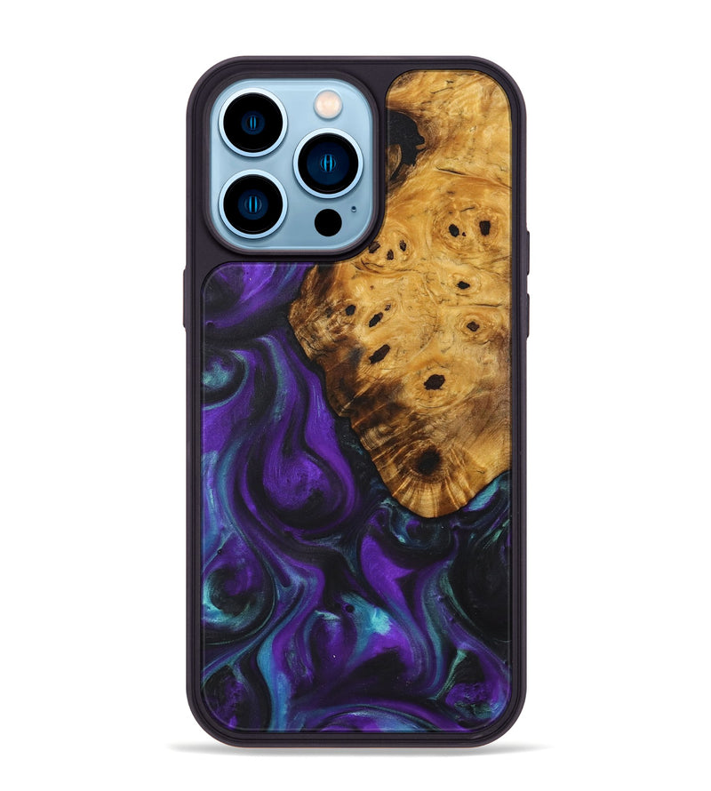 iPhone 14 Pro Max Wood+Resin Phone Case - Zachariah (Purple, 709999)