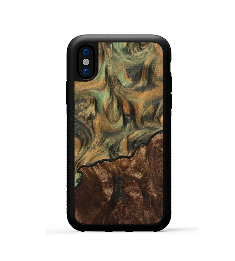 iPhone Xs Wood+Resin Phone Case - Alma (Green, 710034)