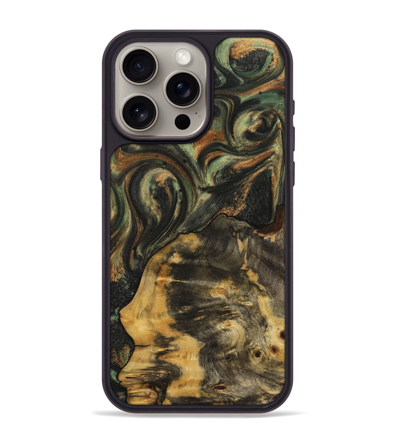 iPhone 15 Pro Max Wood+Resin Phone Case - Leland (Green, 710040)