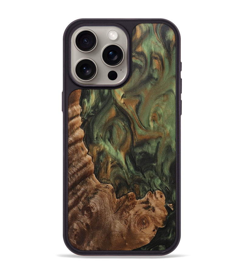 iPhone 15 Pro Max Wood+Resin Phone Case - Alton (Green, 710051)