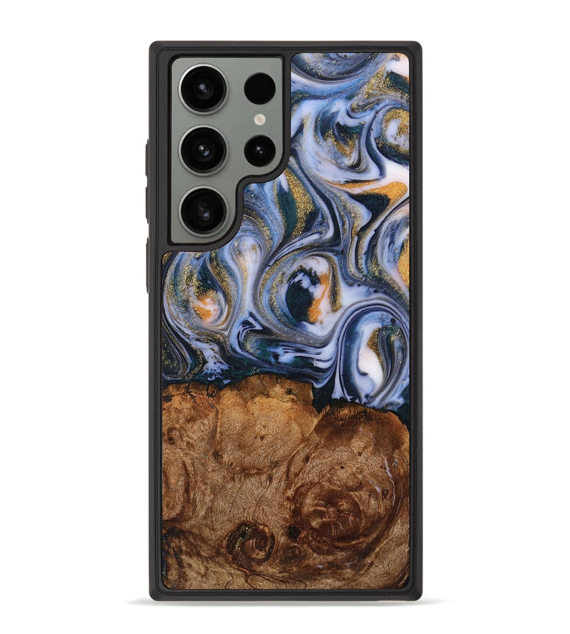 Galaxy S23 Ultra Wood+Resin Phone Case - Kaylee (Teal & Gold, 710079)