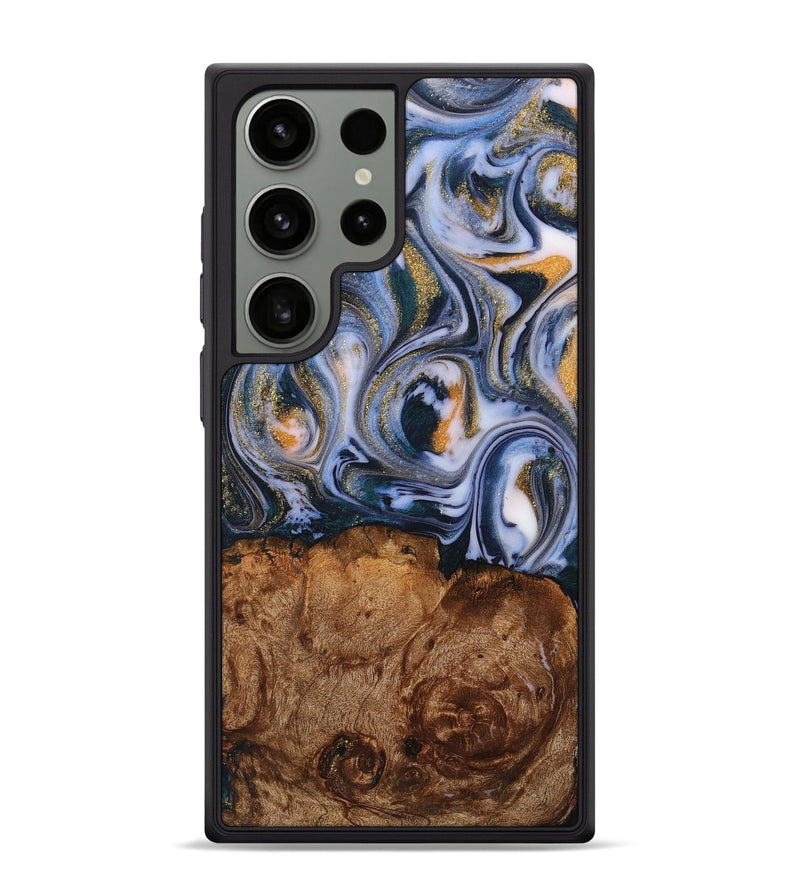 Galaxy S24 Ultra Wood+Resin Phone Case - Kaylee (Teal & Gold, 710079)