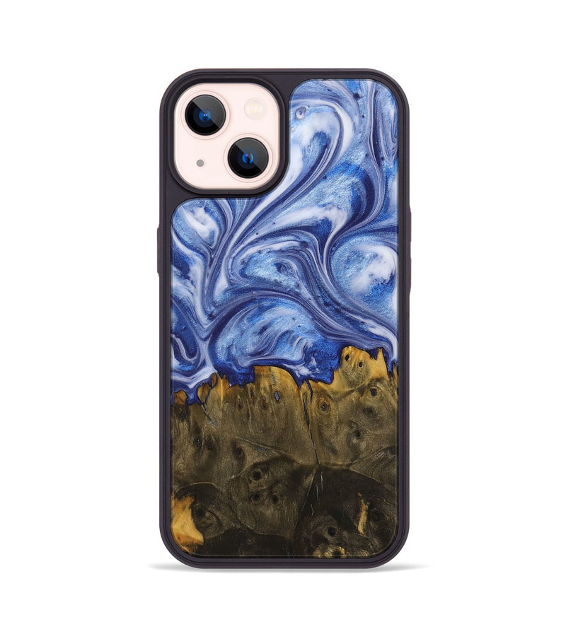 iPhone 14 Wood+Resin Phone Case - Zander (Blue, 710097)