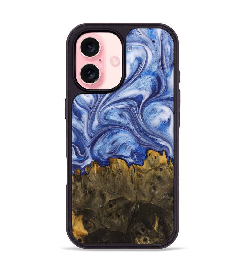 iPhone 16 Wood+Resin Phone Case - Zander (Blue, 710097)