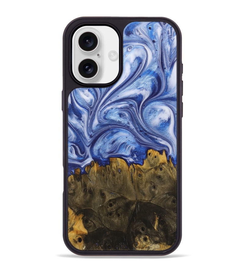 iPhone 16 Plus Wood+Resin Phone Case - Zander (Blue, 710097)