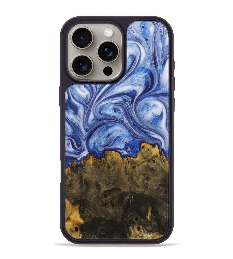 iPhone 16 Pro Max Wood+Resin Phone Case - Zander (Blue, 710097)