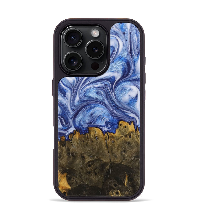 iPhone 16 Pro Wood+Resin Phone Case - Zander (Blue, 710097)