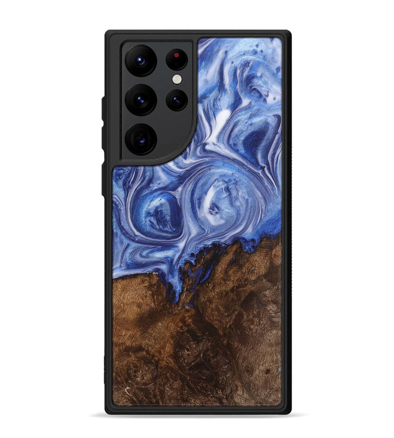 Galaxy S22 Ultra Wood+Resin Phone Case - Iris (Blue, 710103)