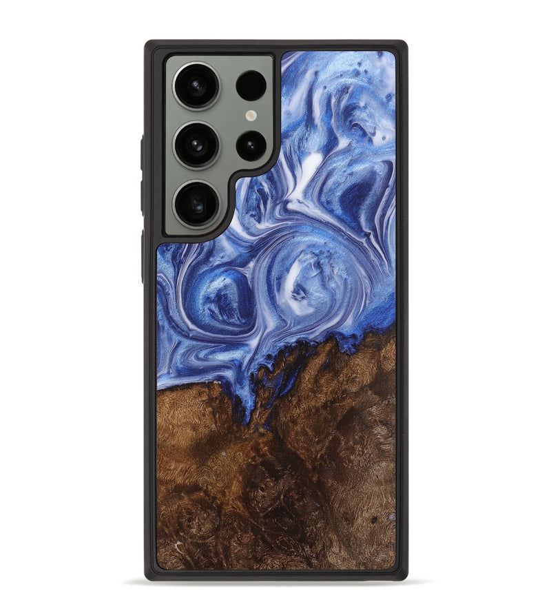 Galaxy S23 Ultra Wood+Resin Phone Case - Iris (Blue, 710103)