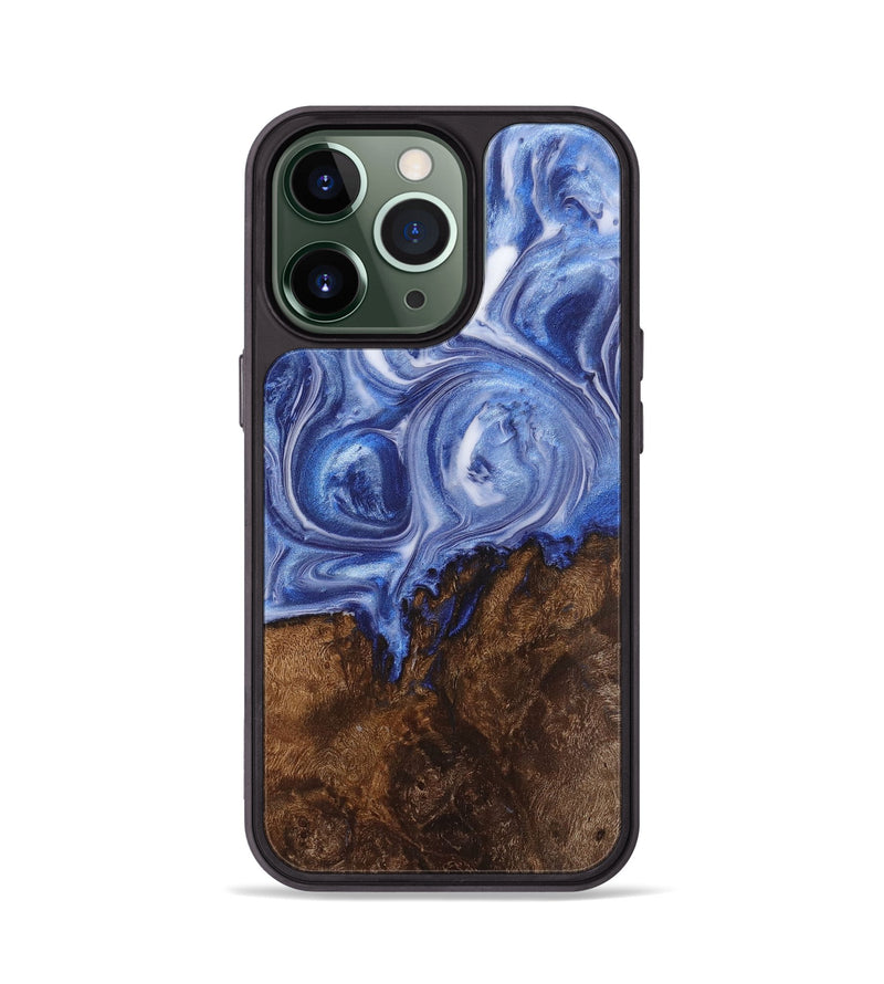 iPhone 13 Pro Wood+Resin Phone Case - Iris (Blue, 710103)