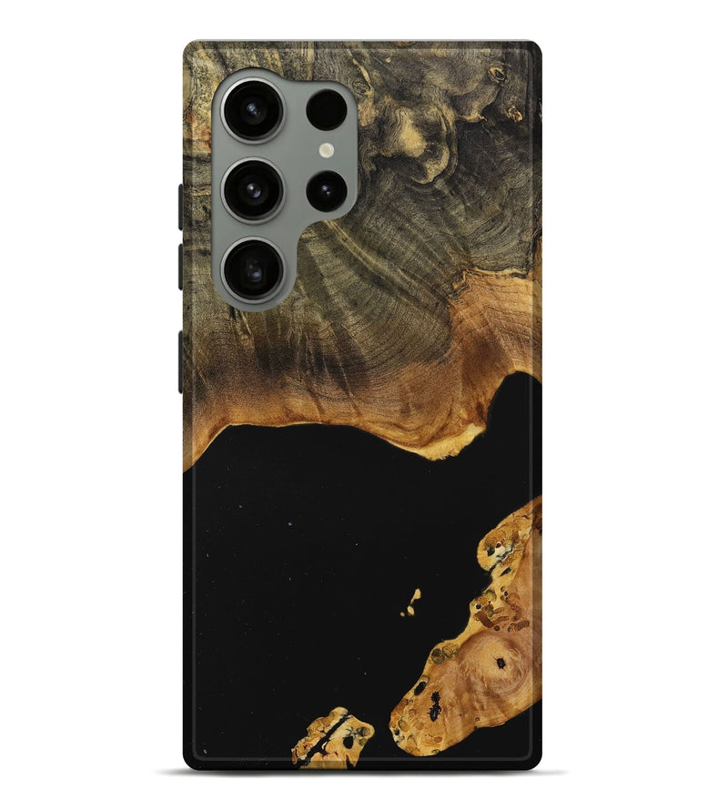 Galaxy S24 Ultra Wood+Resin Live Edge Phone Case - Brandy (Pure Black, 710122)