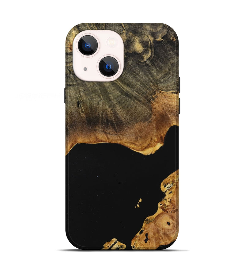 iPhone 13 Wood+Resin Live Edge Phone Case - Brandy (Pure Black, 710122)