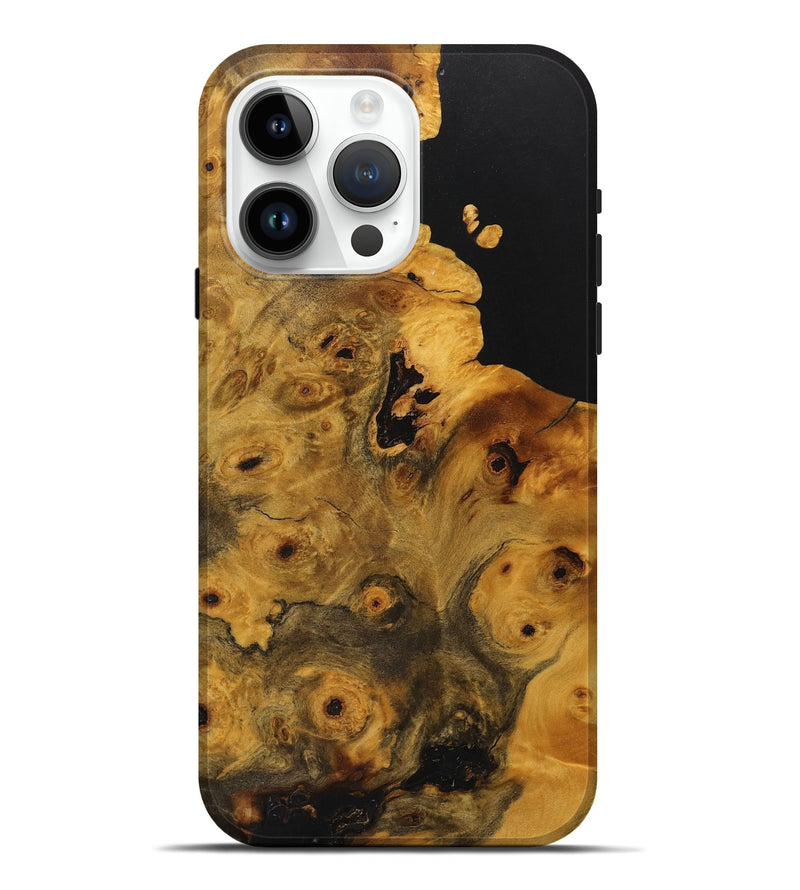 iPhone 15 Pro Max Wood+Resin Live Edge Phone Case - Marlene (Pure Black, 710125)