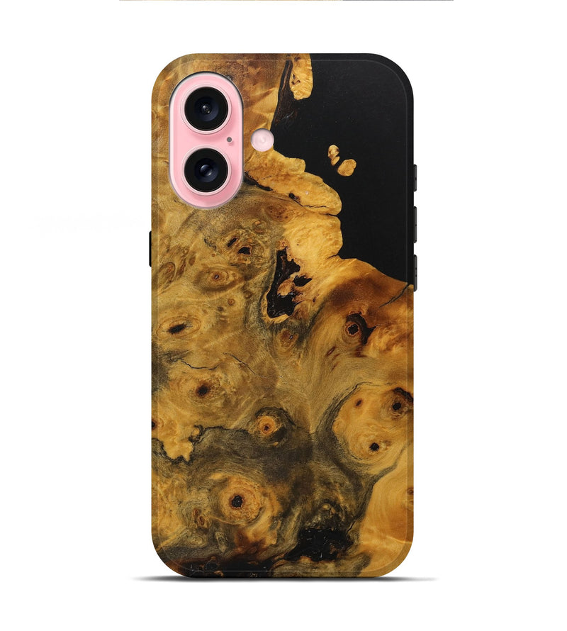 iPhone 16 Wood+Resin Live Edge Phone Case - Marlene (Pure Black, 710125)