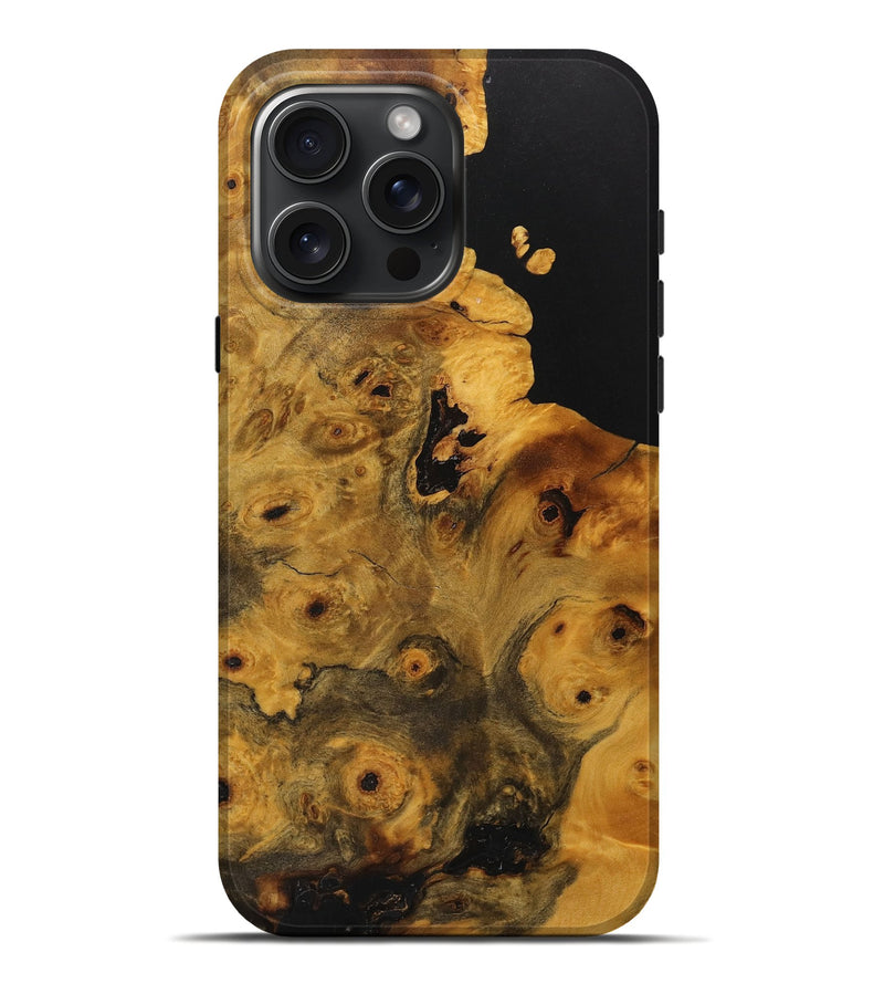 iPhone 16 Pro Max Wood+Resin Live Edge Phone Case - Marlene (Pure Black, 710125)