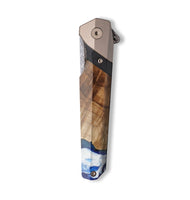 Live Edge Wood+Resin Pocket Knife - Nicole (Blue, 710183)