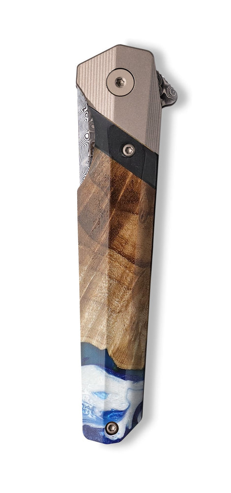 Live Edge Wood+Resin Pocket Knife - Nicole (Blue, 710183)