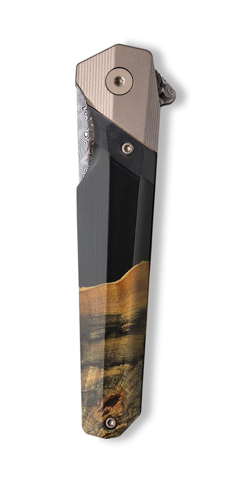 Live Edge Wood+Resin Pocket Knife - Raelynn (Pure Black, 710206)