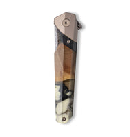 Live Edge Wood+Resin Pocket Knife - Julio (Black & White, 710209)