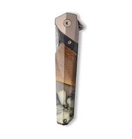 Live Edge Wood+Resin Pocket Knife - Adalyn (Black & White, 710215)