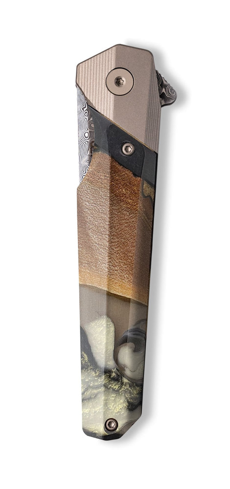 Live Edge Wood+Resin Pocket Knife - Adalyn (Black & White, 710215)