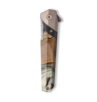 Live Edge Wood+Resin Pocket Knife - Dean (Black & White, 710220)