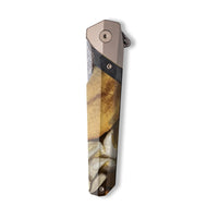 Live Edge Wood+Resin Pocket Knife - Roland (Black & White, 710222)